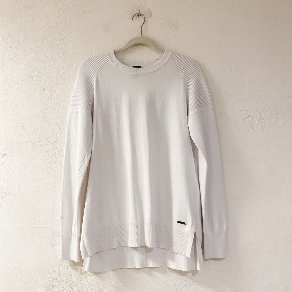Sweaty Betty Ribbed Crewneck Pullover in White Medium